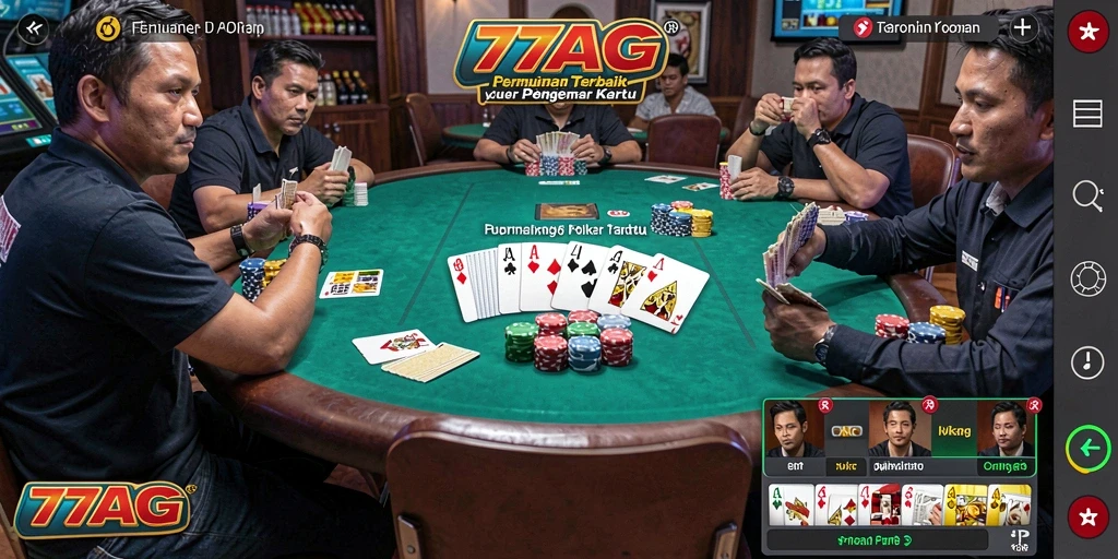Tampilan gameplay seru di aplikasi Poker 77AG