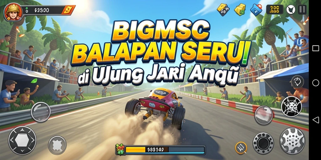 Screenshot menunjukkan gameplay balap yang seru dan mendebarkan.