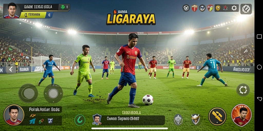 Screenshot menampilkan aksi seru dalam pertandingan sepak bola.