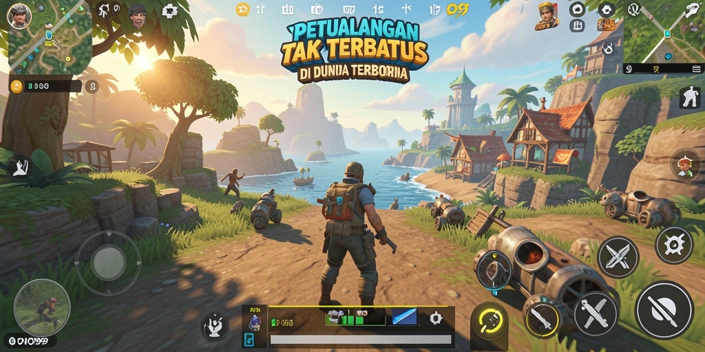 Screenshot gameplay OVO99 menunjukkan luasnya dunia terbuka yang dapat dijelajahi.