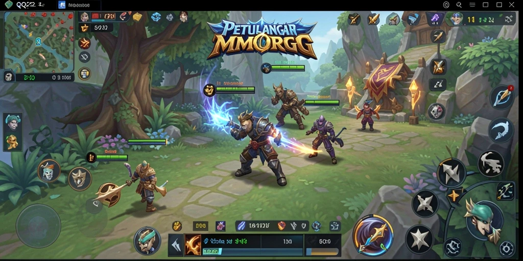 Tampilan gameplay menarik dari QQ222 dengan aksi MMO yang seru.
