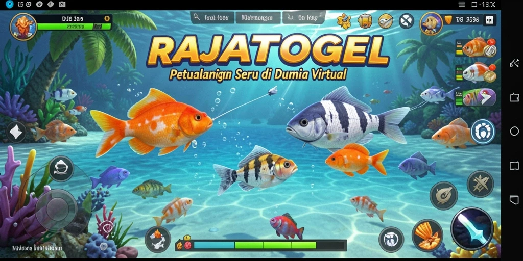Tampilan gameplay memancing yang mengasyikkan dan interaktif.