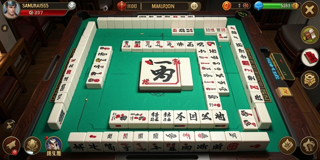 Screenshot dari gameplay seru SAMURAI555 yang menampilkan strategi Mahjong.