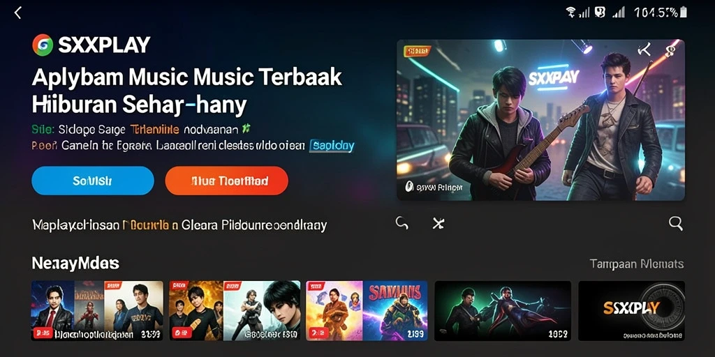 Screenshot gameplay SXXPLAY menampilkan antarmuka aplikasi musik yang menarik.